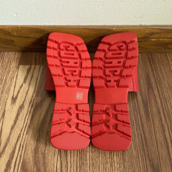 Coach Women Size 8.5B Bright Poppy Slip-On Square Toe Fiona Leather Sandal NWB - Picture 11 of 16